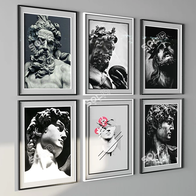 Modern Dual-Color Art Frames 3D model image 2