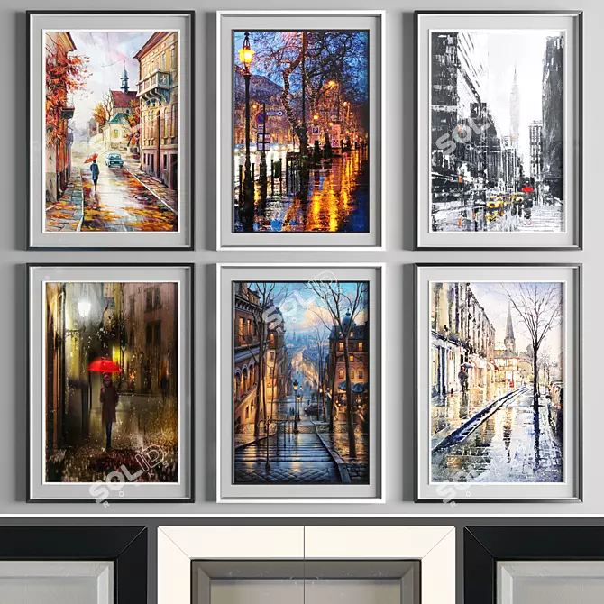 Modern Art Frame Set - Black and White 3D model image 1