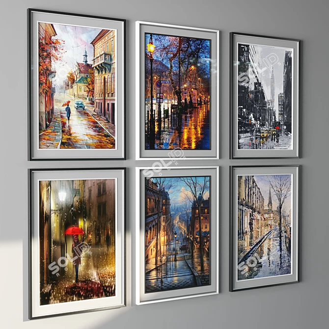 Modern Art Frame Set - Black and White 3D model image 2