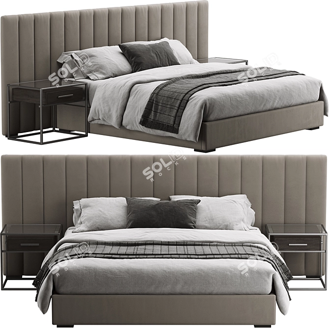 Modern Modena Bed: Sleek Design and Superior Comfort 3D model image 1