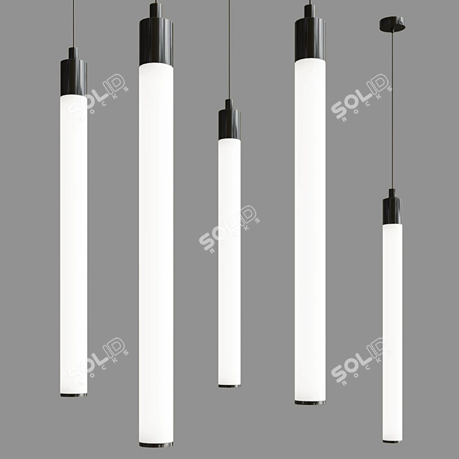 Sleek Black LED Pendant Light 3D model image 1