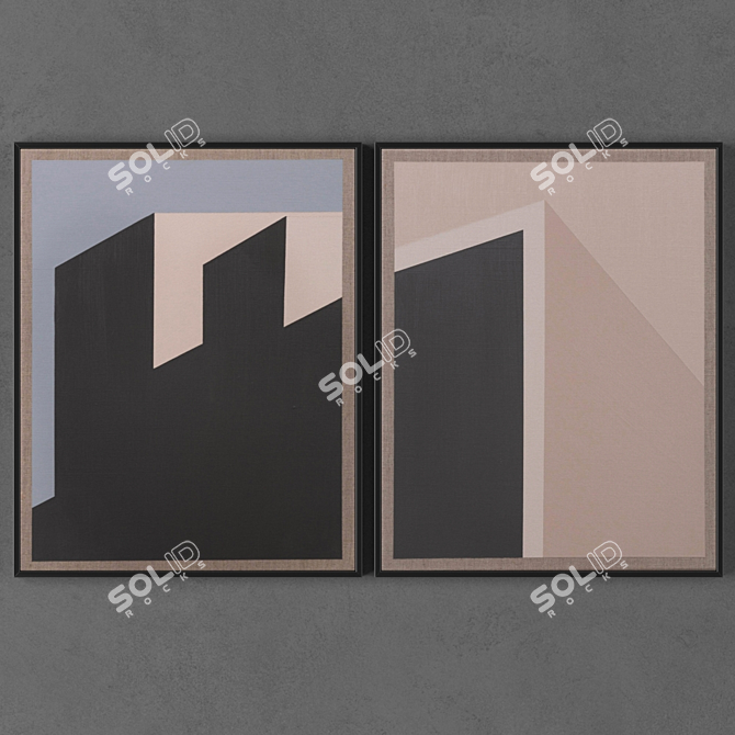 Modern Abstract Art Frames - Set of 2 3D model image 1