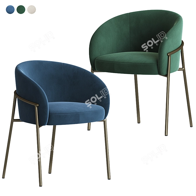 Luxuriously Chic Rimo Dining Chair 3D model image 2