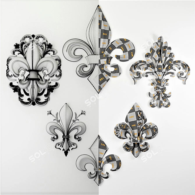 Elegant Fleur-de-Lis Sculpture 3D model image 1