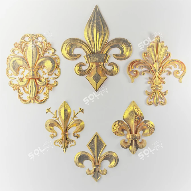 Elegant Fleur-de-Lis Sculpture 3D model image 2