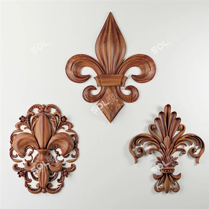 Elegant Fleur-de-Lis Sculpture 3D model image 5