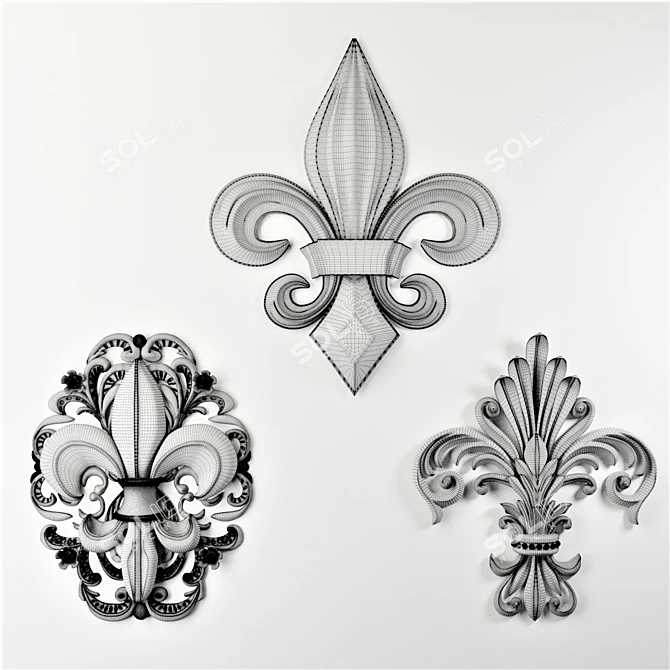 Elegant Fleur-de-Lis Sculpture 3D model image 7