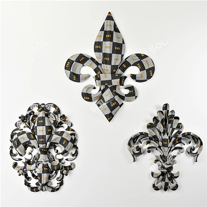 Elegant Fleur-de-Lis Sculpture 3D model image 8