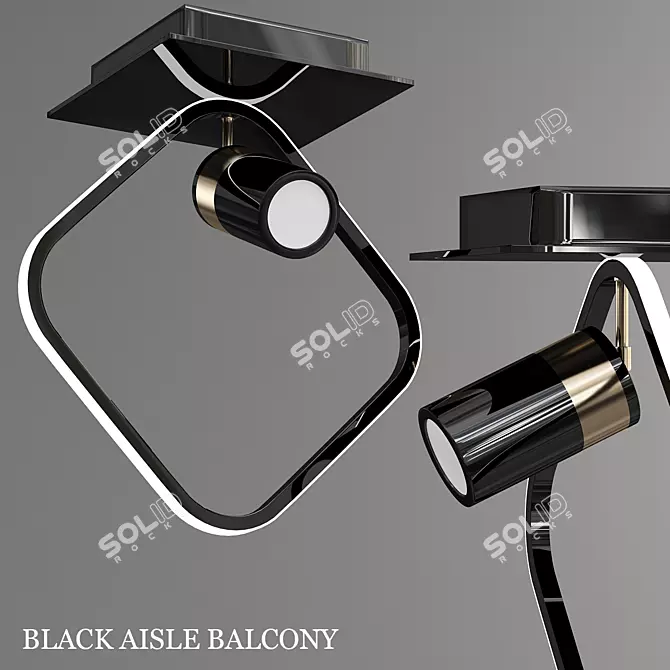 Sleek Aisle Balcony: Black Beauty 3D model image 1