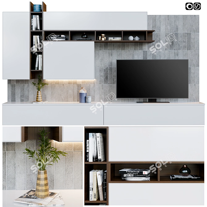 Modern TV Wall Unit: 3DSMAX 2016, V-Ray & Corona 3D model image 1