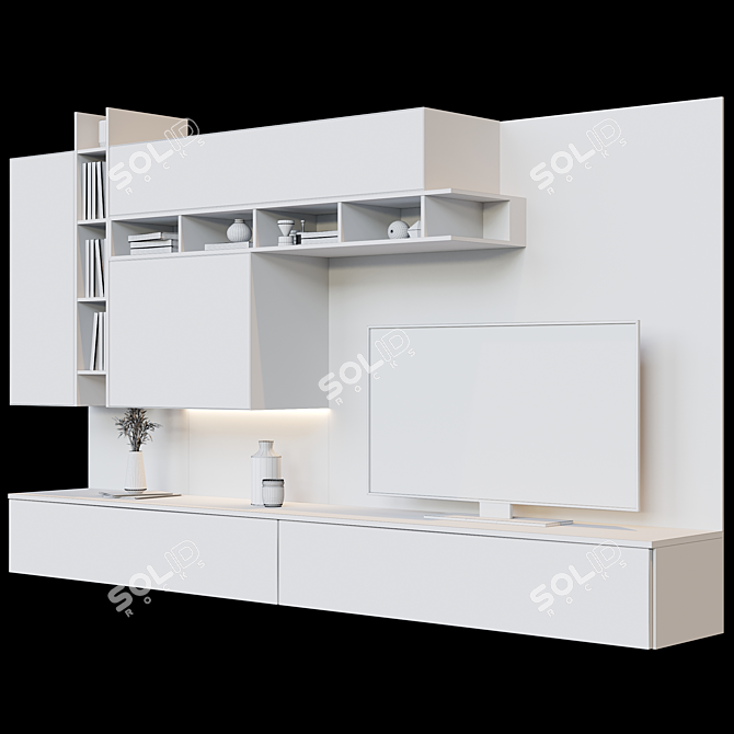 Modern TV Wall Unit: 3DSMAX 2016, V-Ray & Corona 3D model image 3