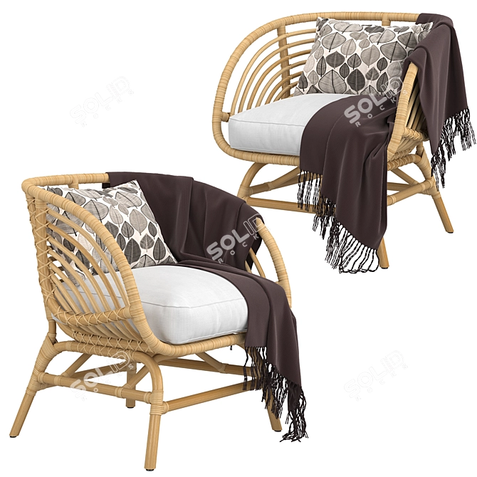 Stylish Rattan Armchair: Ikea Buskbo 3D model image 1