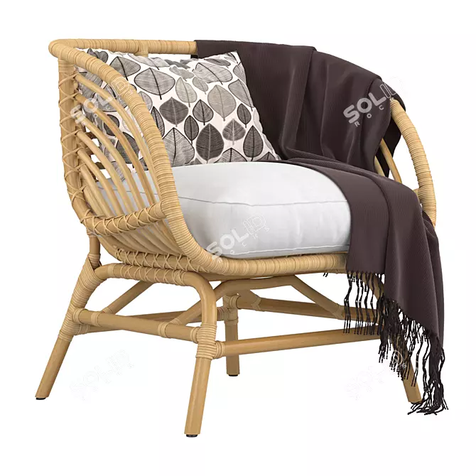 Stylish Rattan Armchair: Ikea Buskbo 3D model image 4