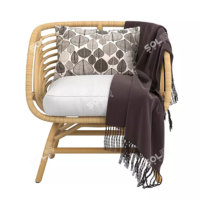 Stylish Rattan Armchair: Ikea Buskbo 3D model image 5