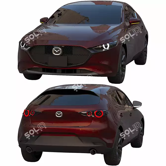 Sleek and Powerful: Mazda 3 2019 (Low Poly & Game Ready) 3D model image 8