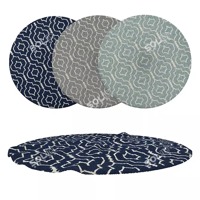 Versatile Set of 6 Round Carpets 3D model image 1