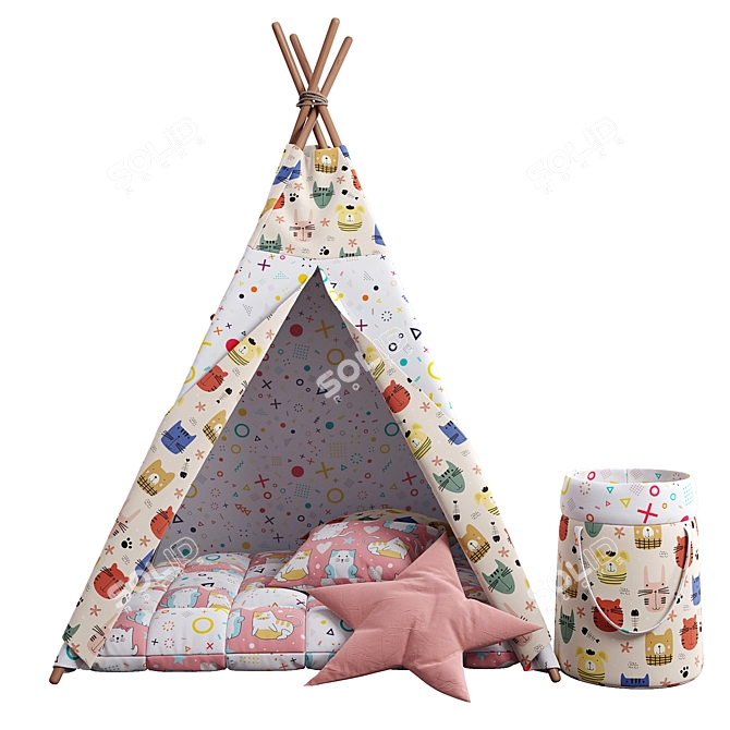 Kids Playhouse Wigwam: Interactive Indoor Teepee 3D model image 2