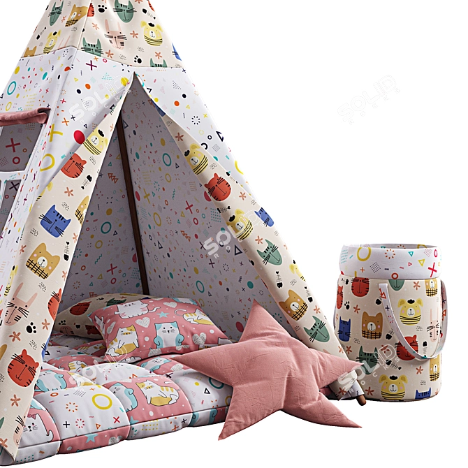 Kids Playhouse Wigwam: Interactive Indoor Teepee 3D model image 4