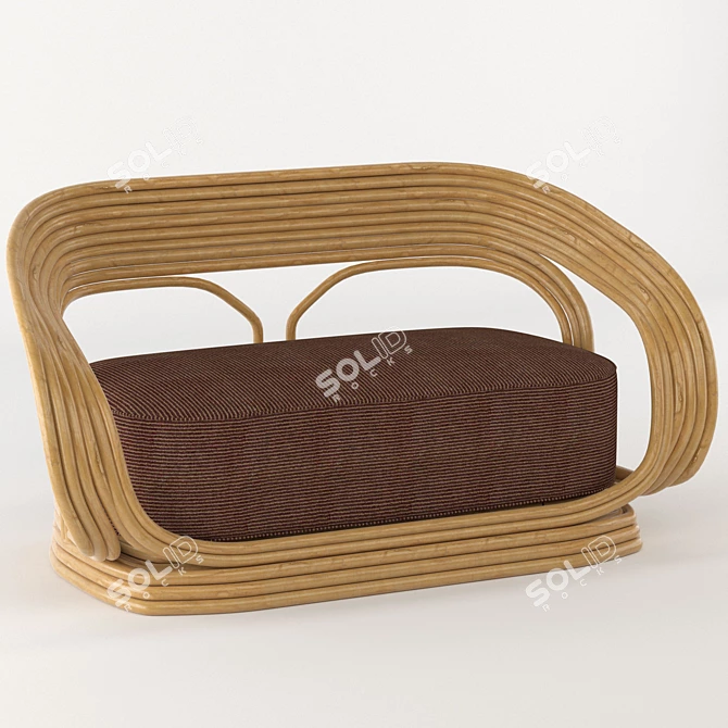 Rustic Rattan Sofa: Summer Chic 3D model image 1