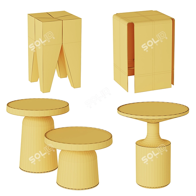 Designer Side Tables Set 3D model image 4