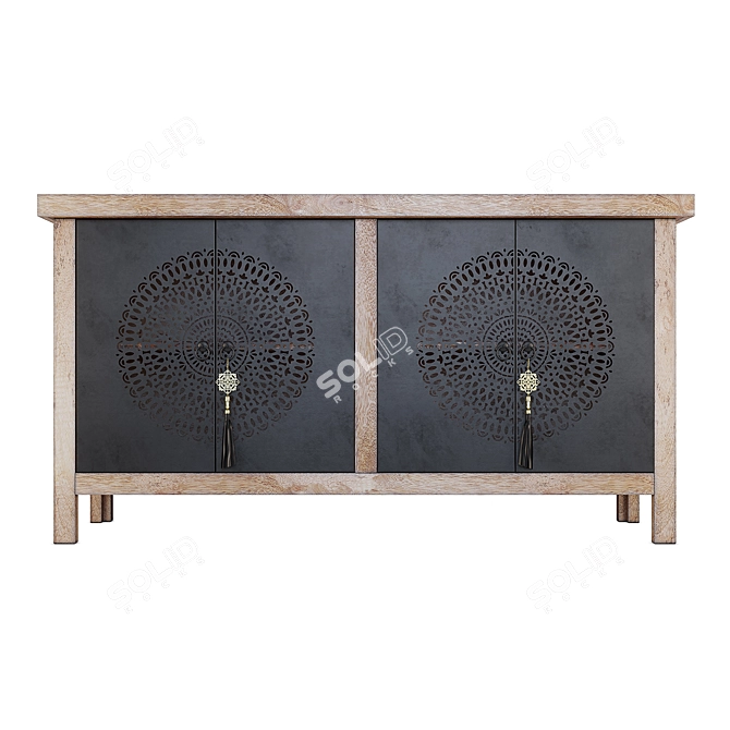 Elegant Menara 4-Door Sideboard 3D model image 1