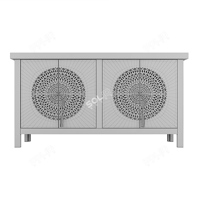 Elegant Menara 4-Door Sideboard 3D model image 3