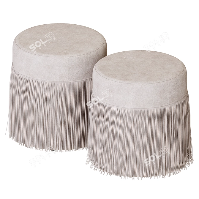 Elegant Fringed Muslin Pouf 3D model image 1