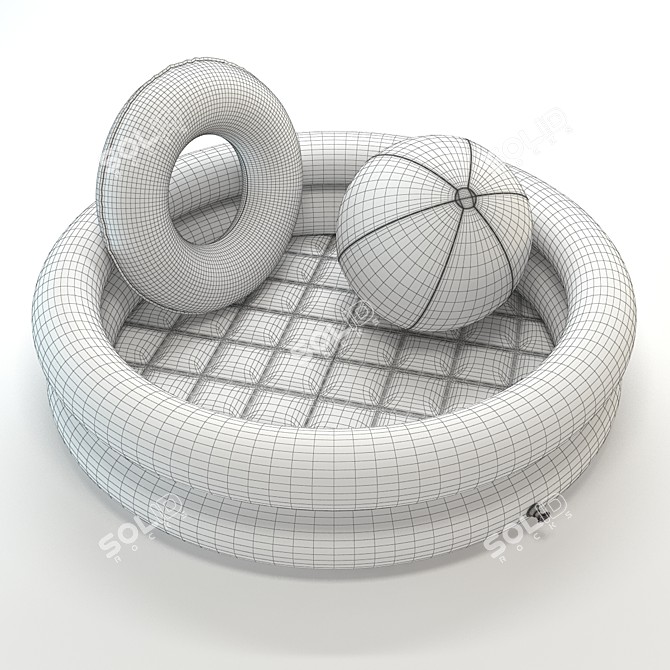 Inflatable Pool with Ball and Ring 3D model image 5