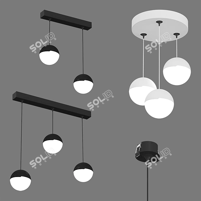 Modern Pendant Light | Black & White | Metal & Acrylic 3D model image 1