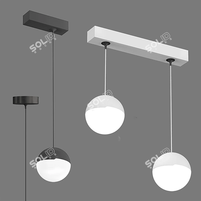 Modern Pendant Light | Black & White | Metal & Acrylic 3D model image 2