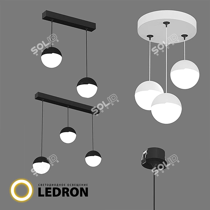 Modern Pendant Light | Black & White | Metal & Acrylic 3D model image 5
