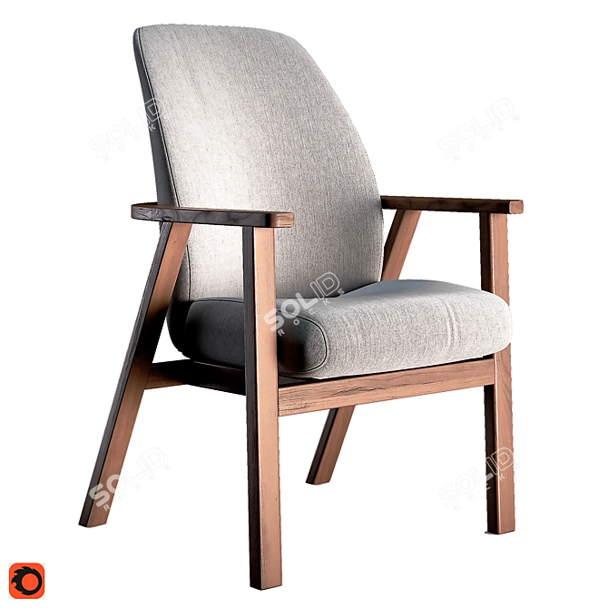 Elegant Wood Frame Chair 3D model image 1