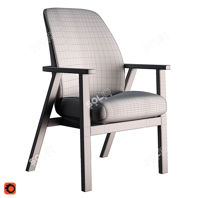 Elegant Wood Frame Chair 3D model image 2