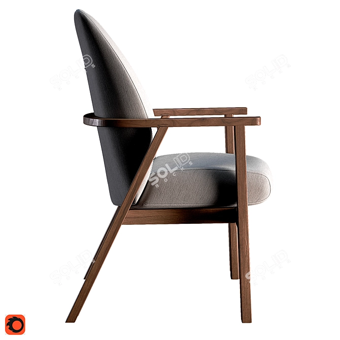 Elegant Wood Frame Chair 3D model image 3