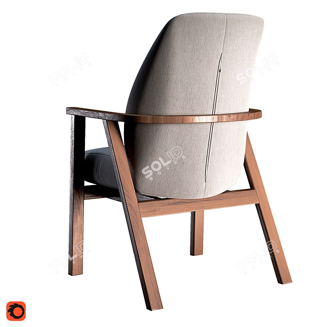 Elegant Wood Frame Chair 3D model image 4