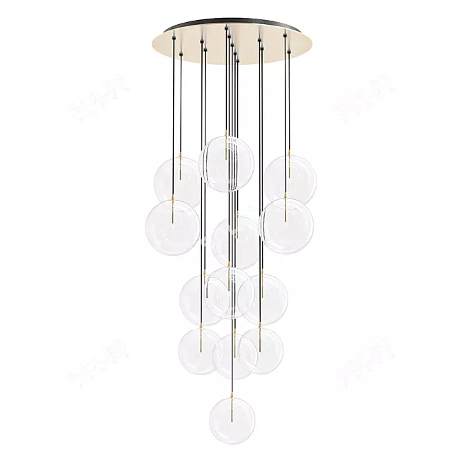 13 Globe Brass and Glass Chandelier 3D model image 1