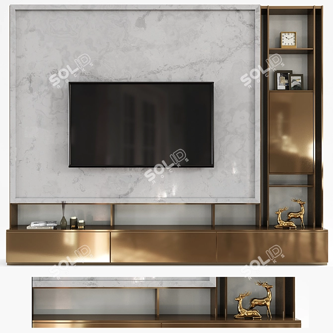 Sleek TV Wall Unit Set with 60" TV 3D model image 1