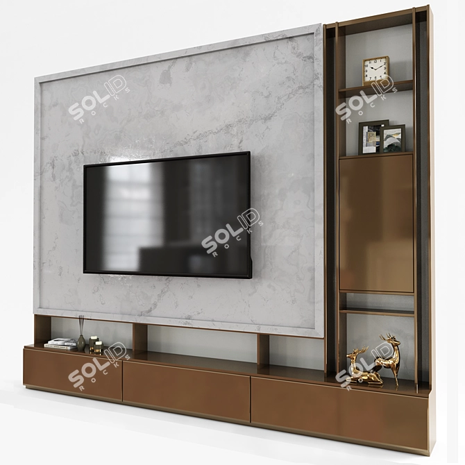 Sleek TV Wall Unit Set with 60" TV 3D model image 2