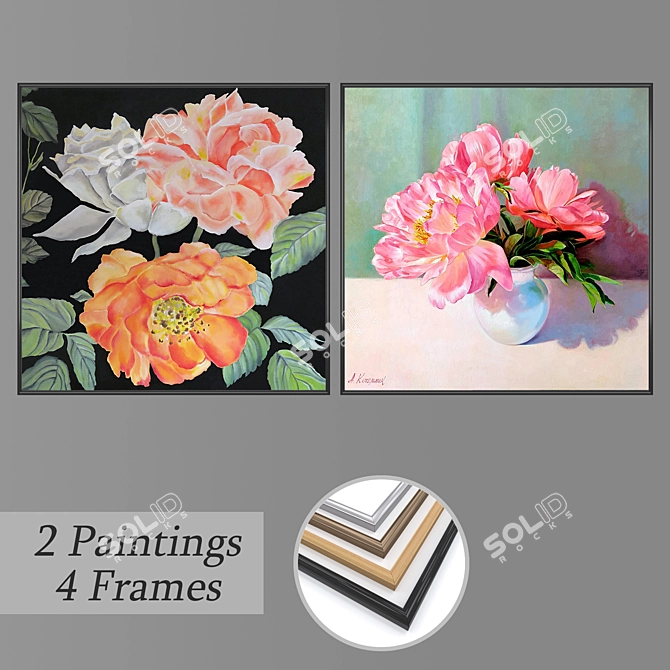 Elegant Wall Art Set with Multiple Frames 3D model image 1