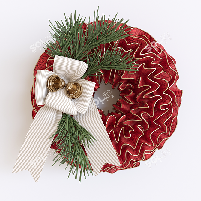 Festive Holiday Wreath 3D model image 1