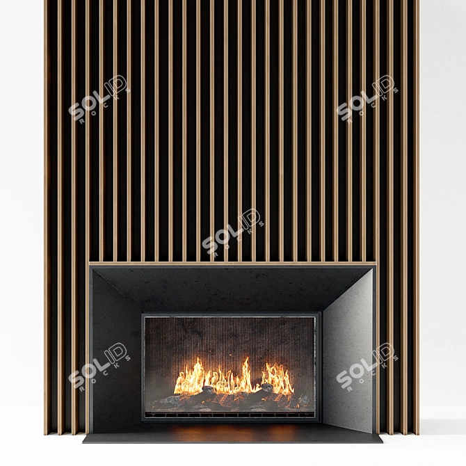 Modern 58" Fireplace 3D model image 1