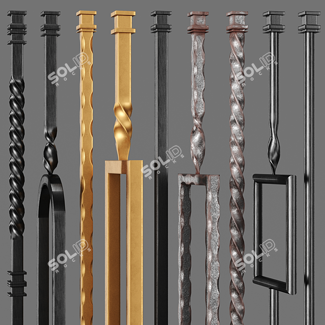 Elegant Wrought Iron Fence 3D model image 2