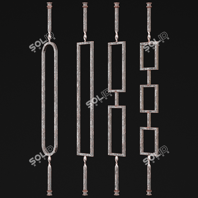 Elegant Wrought Iron Fence 3D model image 4