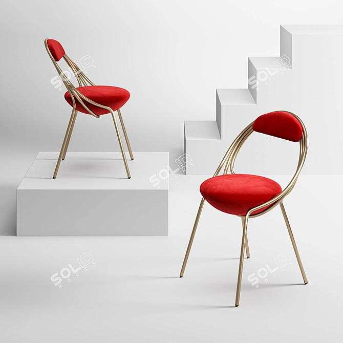 Luxurious Lee Broom Musico Chair - Sleek Stainless Steel 3D model image 2