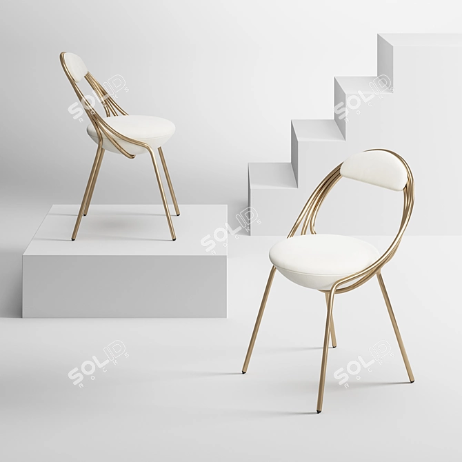 Luxurious Lee Broom Musico Chair - Sleek Stainless Steel 3D model image 3