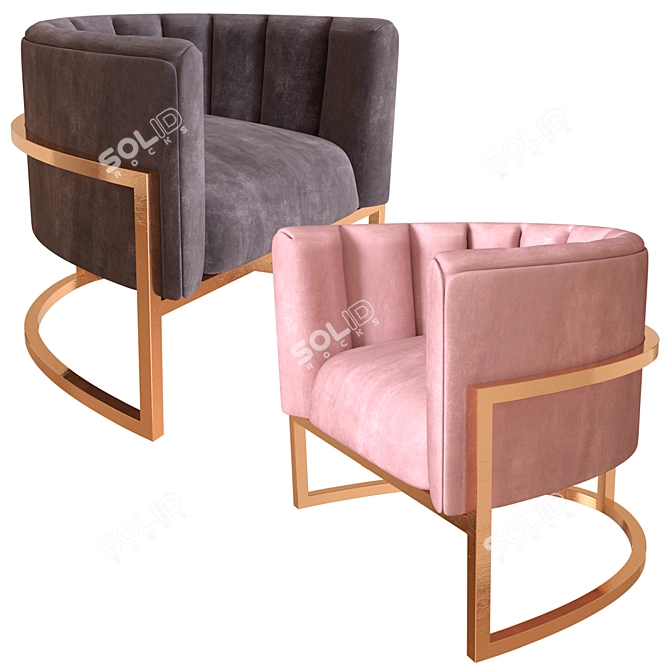 Corduroy Armchair: Five Color Options 3D model image 2