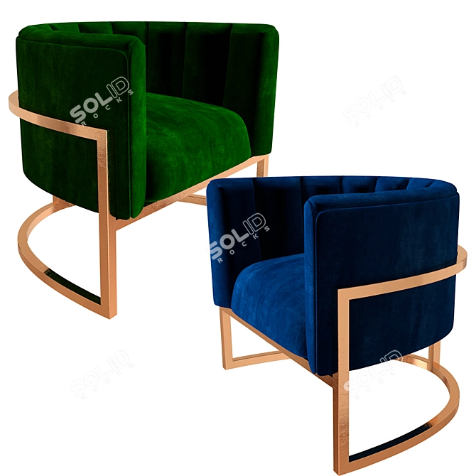 Corduroy Armchair: Five Color Options 3D model image 3