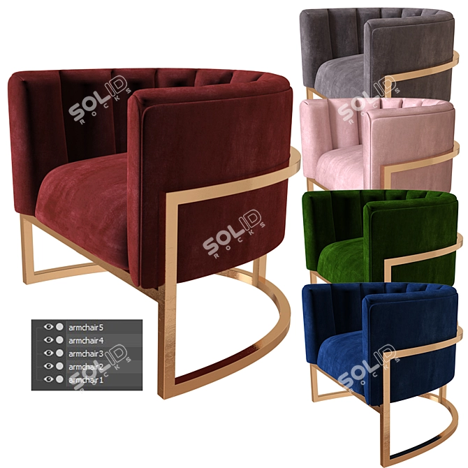 Corduroy Armchair: Five Color Options 3D model image 4