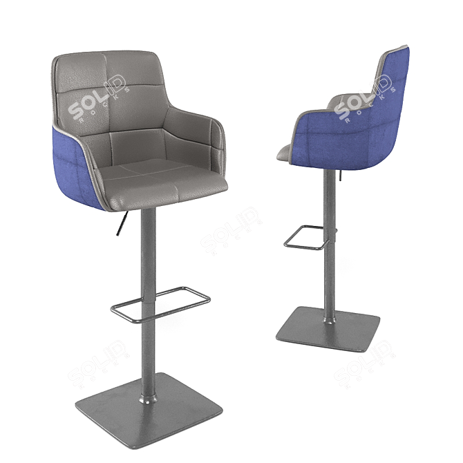 Elegant Adjustable Bar Stool 3D model image 1