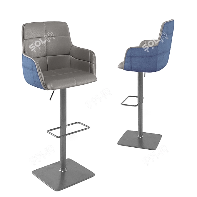 Elegant Adjustable Bar Stool 3D model image 2